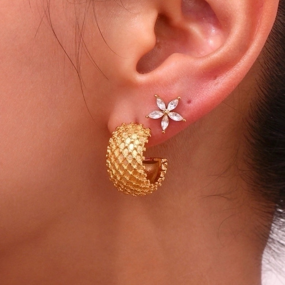 ” C- Hoop 18K Plated Stainless Steel Earrings - Picture 2 of 5